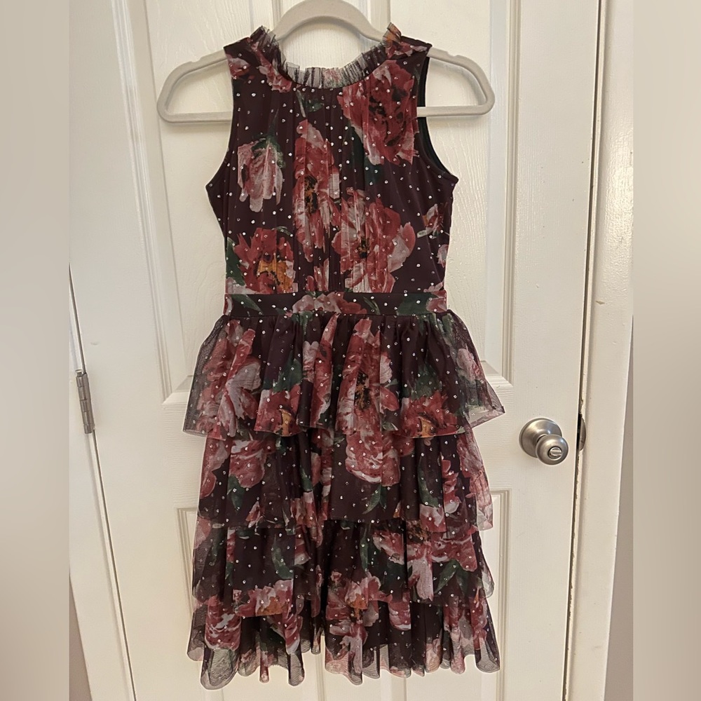 EUC Hannah Banana Kids Floral Tiered Dress - Size 14.